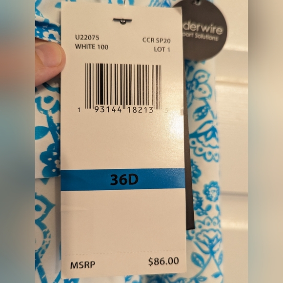 NWT COCO REEF RUFFLE BRA SIZED UNDERWIRE TANKINI TOP - BLUE/WHITE - 36D - Picture 6 of 7